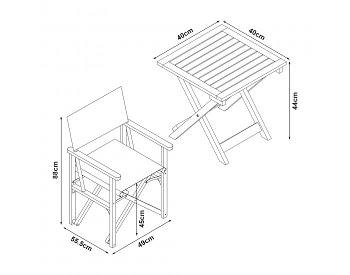 Бистро комплект Capistrello 3 части. сиво []