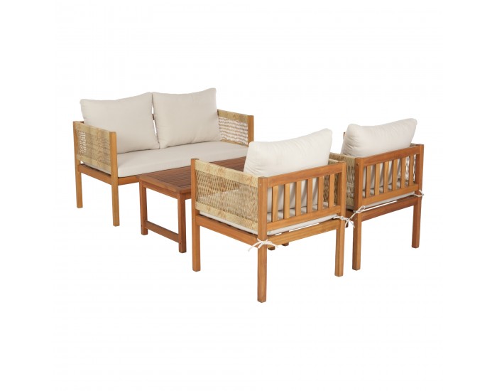 Комплект градински мебели Cannole от 4 части, акациево дърво []