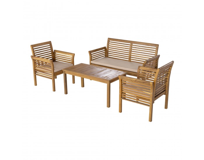 Комплект градински мебели Candela от 4 части, акациево дърво []