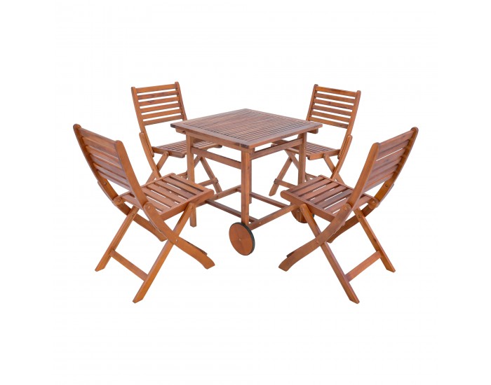 Комплект градински мебели Ancarano от 5 части, FSC®-сертифицирано акациево дърво []