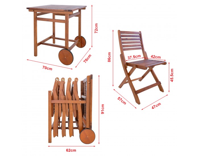 Комплект градински мебели Ancarano от 5 части, FSC®-сертифицирано акациево дърво []