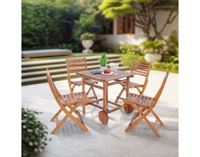 Комплект градински мебели Ancarano от 5 части, FSC®-сертифицирано акациево дърво []