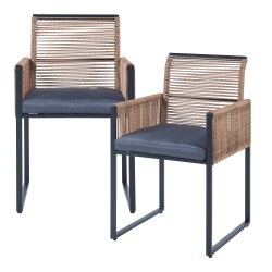 Комплект градински мебели от 3 части Accadia, черен/кафяв [] - Комплекти за външни условия