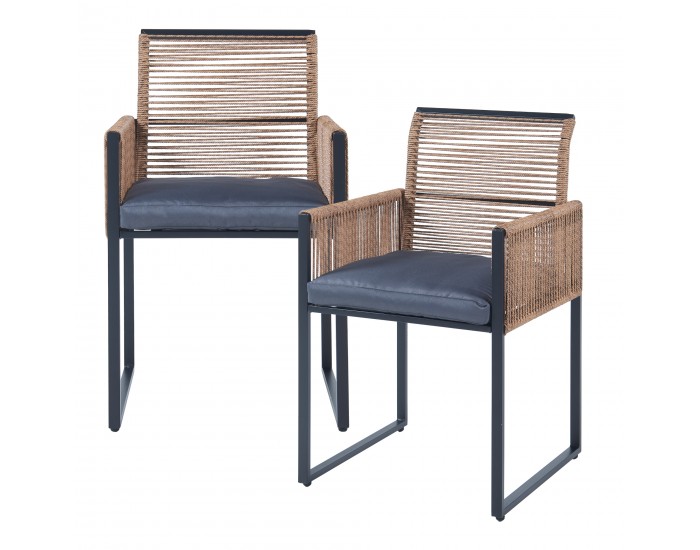 Комплект градински мебели от 3 части Accadia, черен/кафяв []