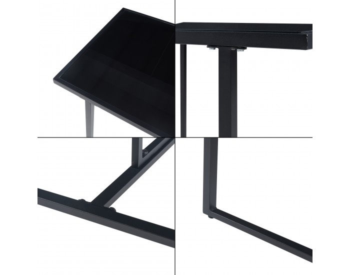 Комплект градински мебели от 3 части Accadia, черен/кафяв []