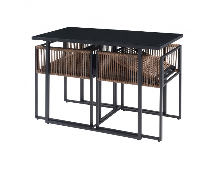 Комплект градински мебели от 3 части Accadia, черен/кафяв []