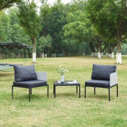 Комплект градински мебели от 3 части Accettura, алуминий, сив [] - Комплекти за външни условия