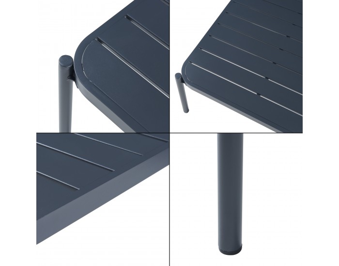 Комплект градински мебели от 3 части Accettura, алуминий, сив []