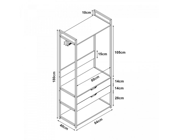 Комплект закачалка от 2 Larem 1 шкаф 2 чекмеджета []