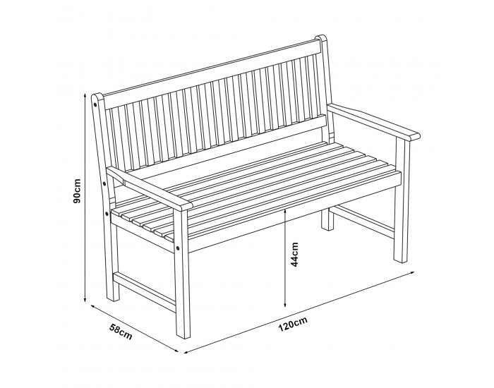 Градинска пейка Canzano 120x58x90 см []