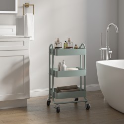 Кухненска количка Pyhäntä с 3 нива, зелена мента [] - Кухненски аксесоари