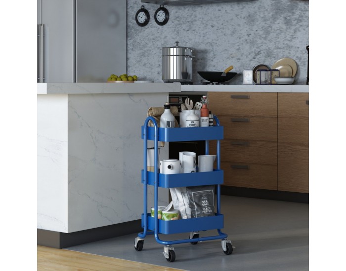 Pyhäntä кухненска количка с 3 нива синя []