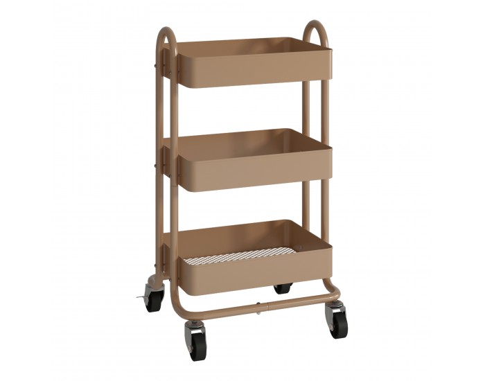 Кухненска количка Pyhäntä с 3 нива, светлокафява []