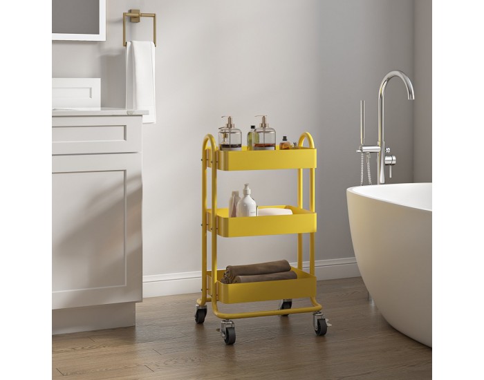 Pyhäntä кухненска количка с 3 нива жълта []