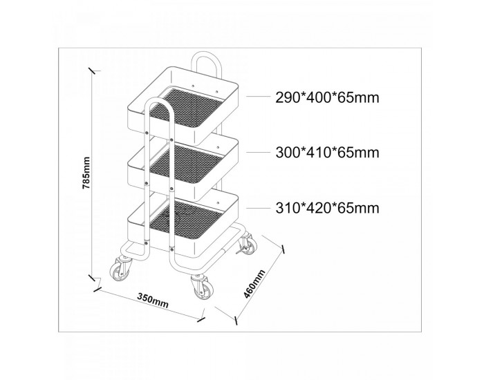 Pyhäntä кухненска количка с 3 нива жълта []