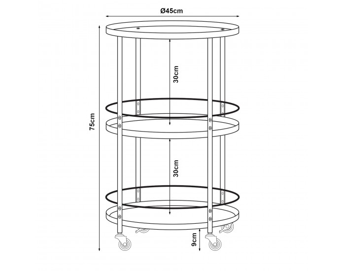 Количка за сервиране Munkedal метална черна []