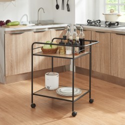 Количка за сервиране Hole черен/вид на дъб [] - Кухненски аксесоари