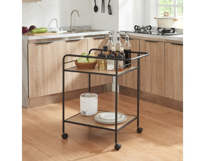 Количка за сервиране Hole черен/вид на дъб []