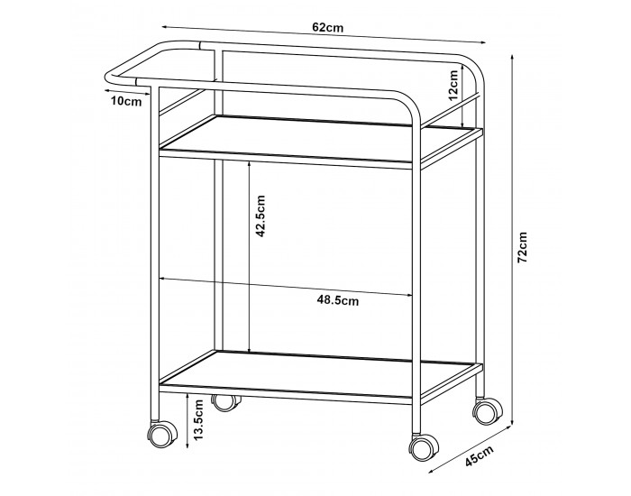 Количка за сервиране Hole черен/вид на дъб []