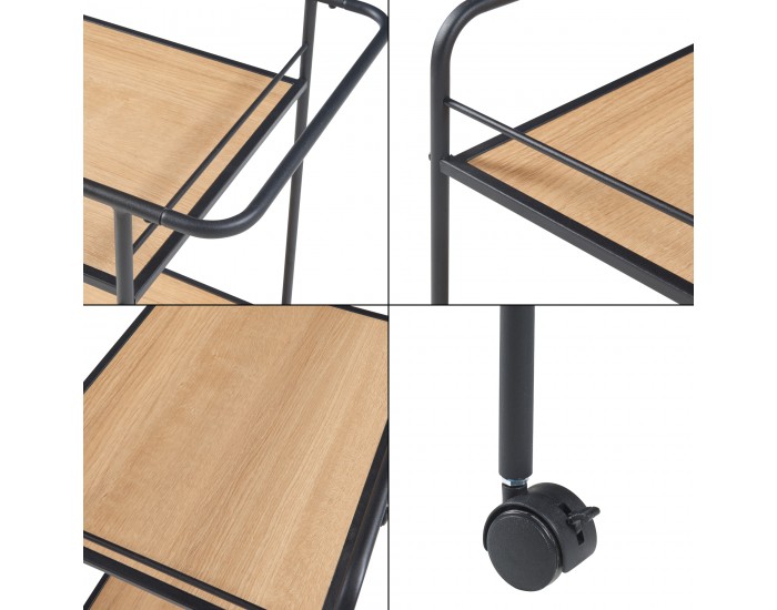 Количка за сервиране Hole черен/вид на дъб []