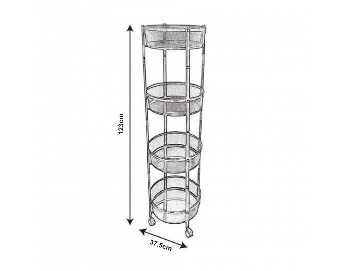 Количка Sørreisa с 4 нива 123xØ37,5 см бяла []