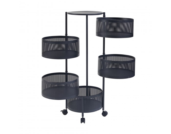 Количка с 5 нива 89.5xØ33cm Черна []