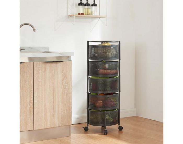 Количка с 5 нива 89.5xØ33cm Черна []