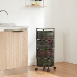 Количка с 4 нива 74,5xØ33см Черна [] - Кухненски аксесоари