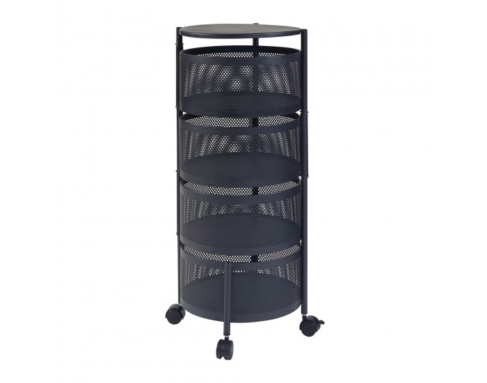 Количка с 4 нива 74,5xØ33см Черна []