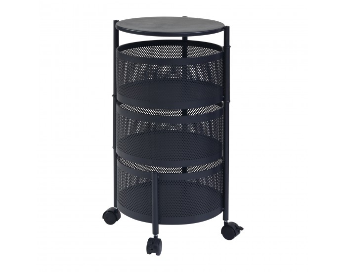 Количка с 3 нива 59,5xØ33см Черна []