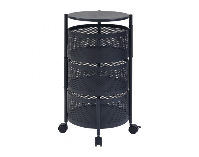 Количка с 3 нива 59,5xØ33см Черна []