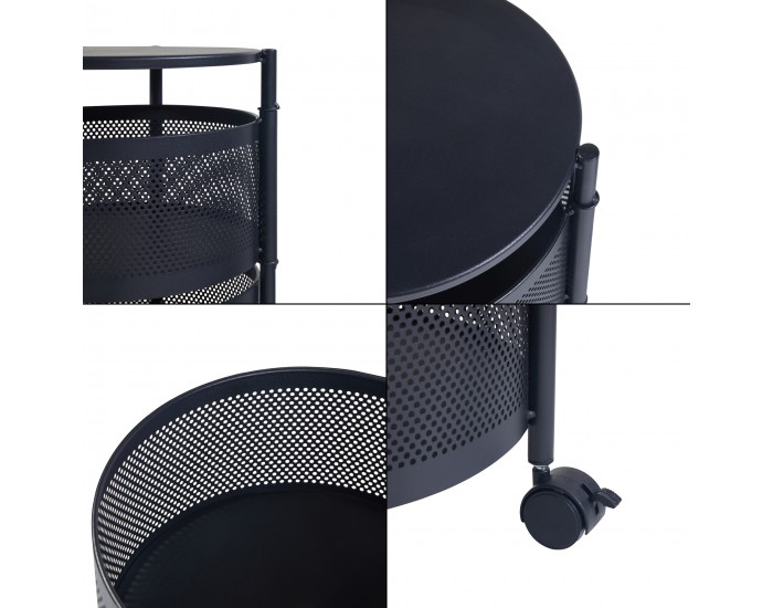 Количка с 3 нива 59,5xØ33см Черна []