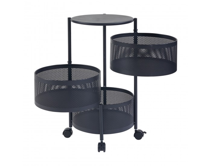 Количка с 3 нива 59,5xØ33см Черна []