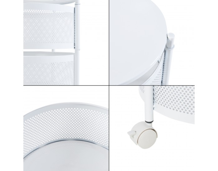 Количка с 5 нива 89.5xØ33cm бяла []