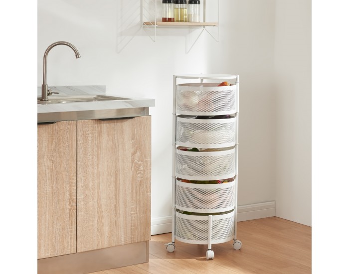 Количка с 5 нива 89.5xØ33cm бяла []