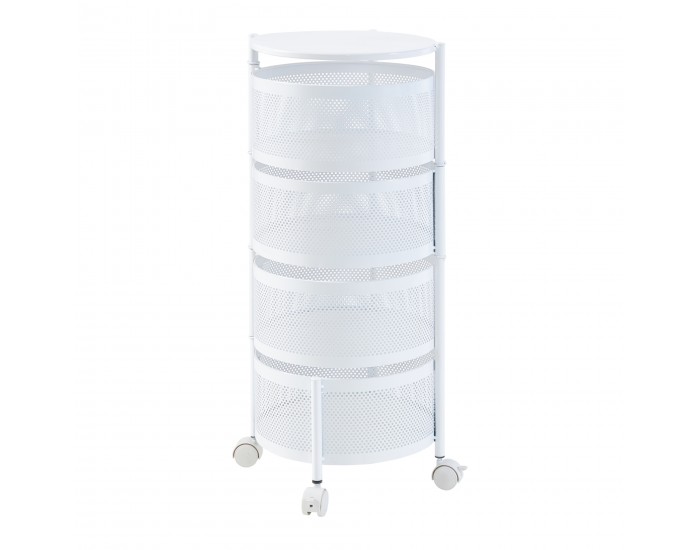 Количка с 4 нива 74,5xØ33см бяла []