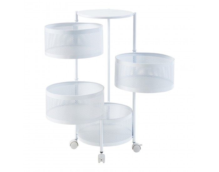 Количка с 4 нива 74,5xØ33см бяла []