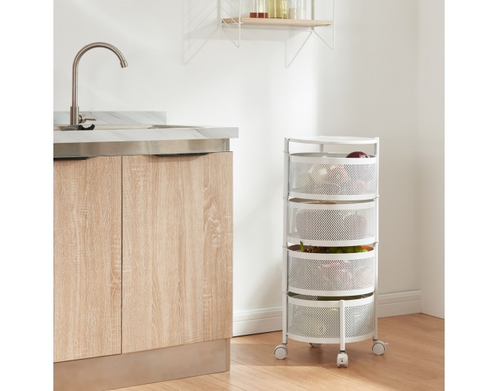 Количка с 4 нива 74,5xØ33см бяла []