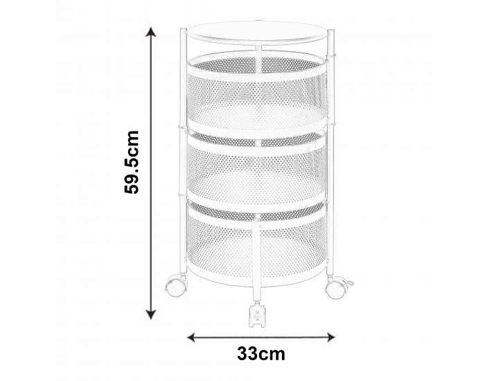 Количка с 3 нива 59,5xØ33см бяла []