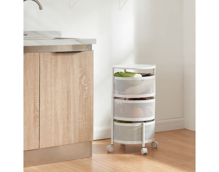 Количка с 3 нива 59,5xØ33см бяла []