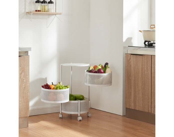 Количка с 3 нива 59,5xØ33см бяла []