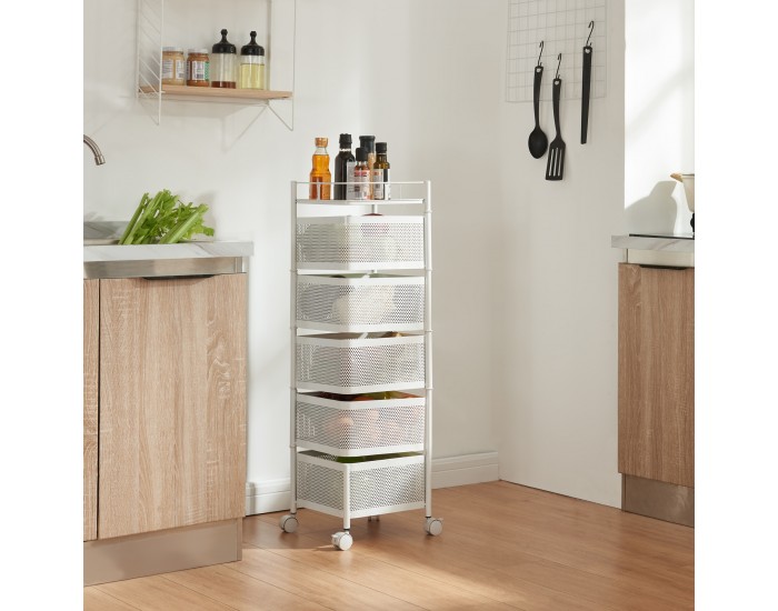 Sunndal количка с 5 нива 94.5x27x27cm бяла []