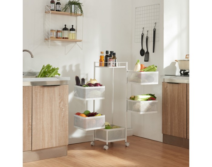 Sunndal количка с 5 нива 94.5x27x27cm бяла []