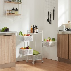 Sunndal количка с 4 нива 79.5x27x27cm бяла [] - Кухненски аксесоари