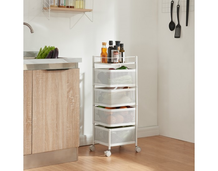 Sunndal количка с 4 нива 79.5x27x27cm бяла []