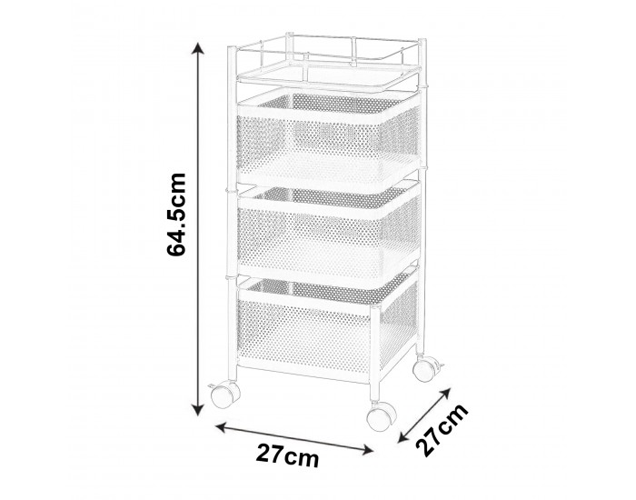 Sunndal количка с 3 нива 64,5x27x27см бяла []