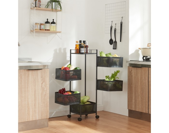 Sunndal количка с 5 нива 94.5x27x27cm черна []