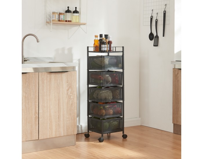 Sunndal количка с 5 нива 94.5x27x27cm черна []