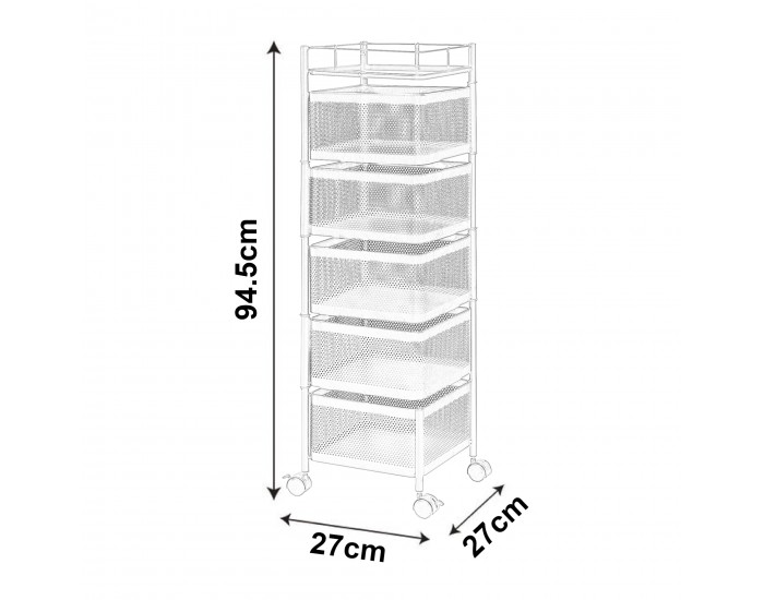 Sunndal количка с 5 нива 94.5x27x27cm черна []