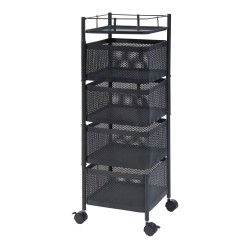 Sunndal количка с 4 нива 79.5x27x27cm черна [] - Кухненски аксесоари